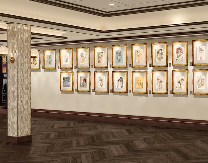 An onboard art gallery featuring framed sketches and paintings | MSC Cruises An onboard art gallery featuring framed sketches and paintings | MSC Cruises